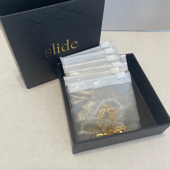6 piece Slide Jewels Necklace and Bracelet Set -18k gold over stainless steel - Picture 1 of 9